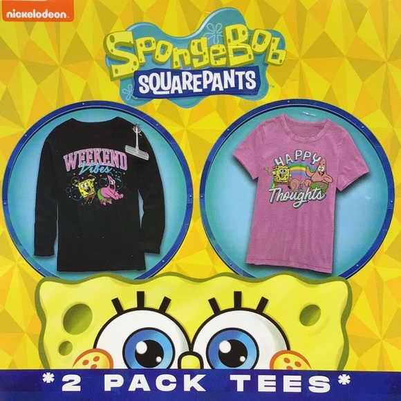 2-Pack SpongeBob Juniors Short & Long Sleeve Tees - Picture 1 of 9